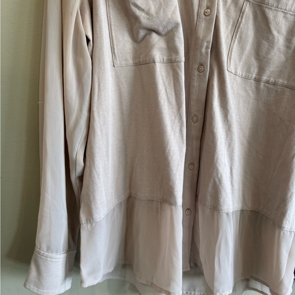 Ann Taylor Light Beige Button-Down Shirt - Picture 3 of 9